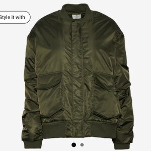 Green Rouched Bomber | Cozi | Footlocker